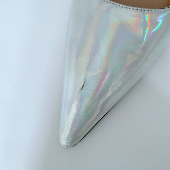 NWI Stuart Weitzman Xcurve 85 Slingback Heels in Iridescent Patent Leather Sz 5 - Picture 11 of 14